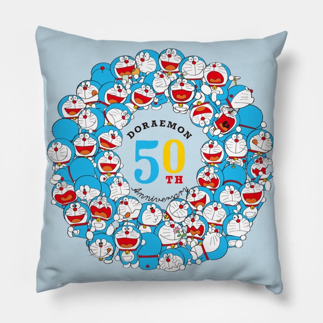 Happy 50th Anniversary Doraemon Pillow by Celestial Crafts