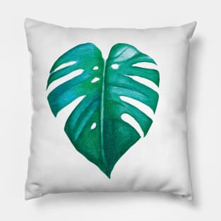 watercolor monstera leaf Pillow