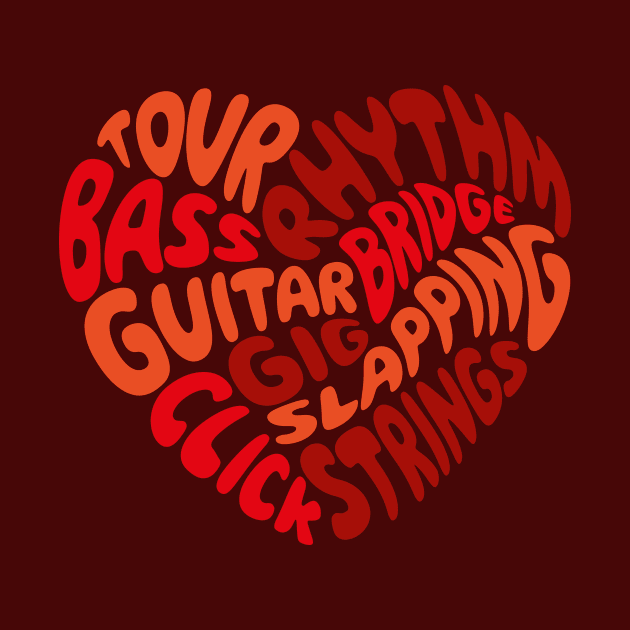 I love playing the bass guitar. Red heart. by I-dsgn