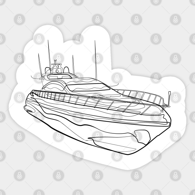 Boat Yacht One Line Drawing Yacht Sticker Teepublic