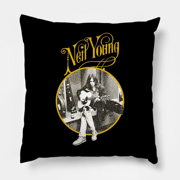 Classic Style Neil Young Pillow by Gpumkins Art