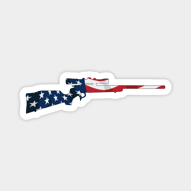 Patriotic Hunting Rifle with Scope and USA Flag Overlay Magnet by hobrath