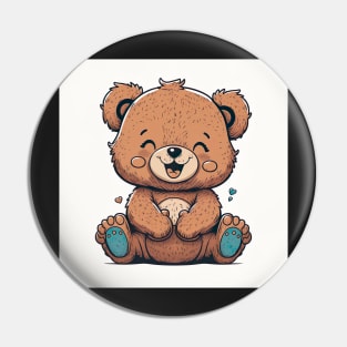 Cute Baby Bear Laughing Nursery Drawing Illustration Pin