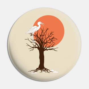 heron on the tree in the sunset Pin
