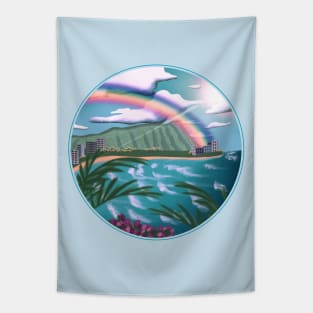 Waikiki Diamond Head Honolulu Oahu Paradise Tapestry