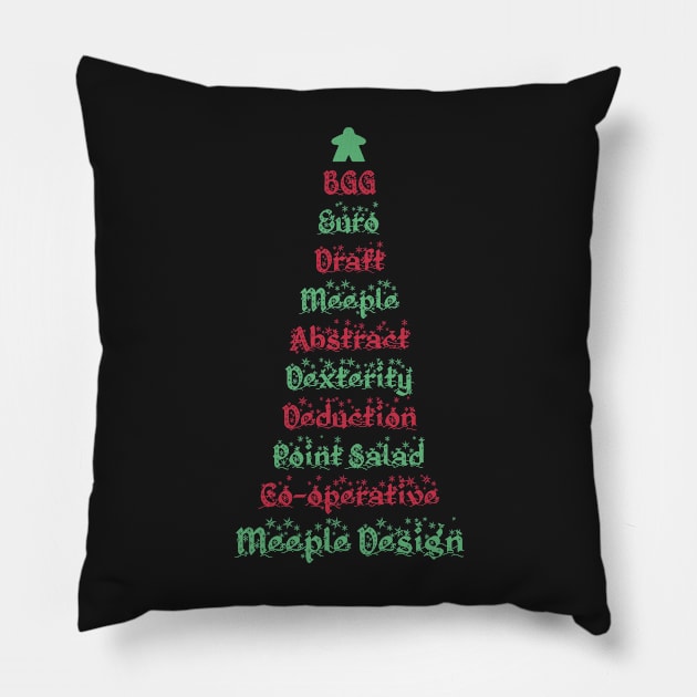 Meeple Design Board Game Category Christmas Tree - Board Games - Gaming Art Pillow by MeepleDesign