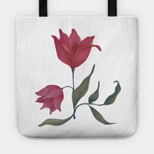 Red and pink watercolor flower Tote