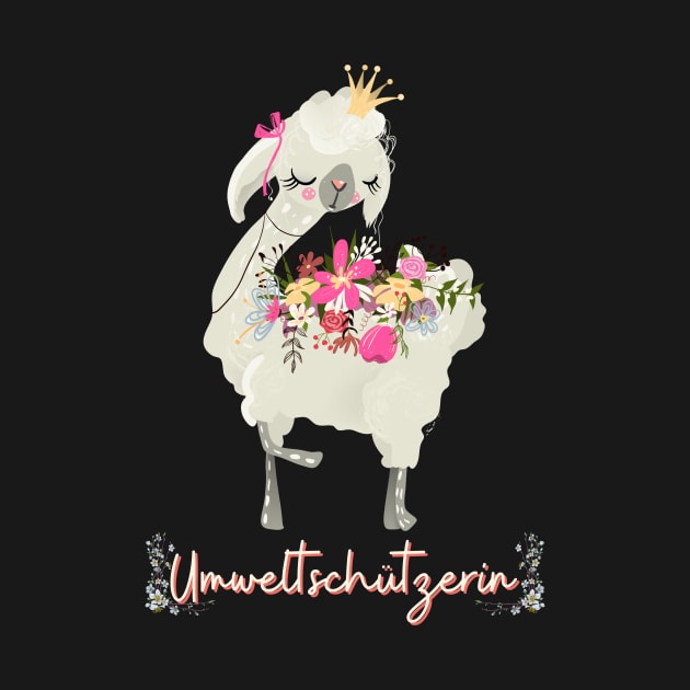 Alpaka Umwelt Schutz Prinzessin Blumen Süß.png by Maggini Art