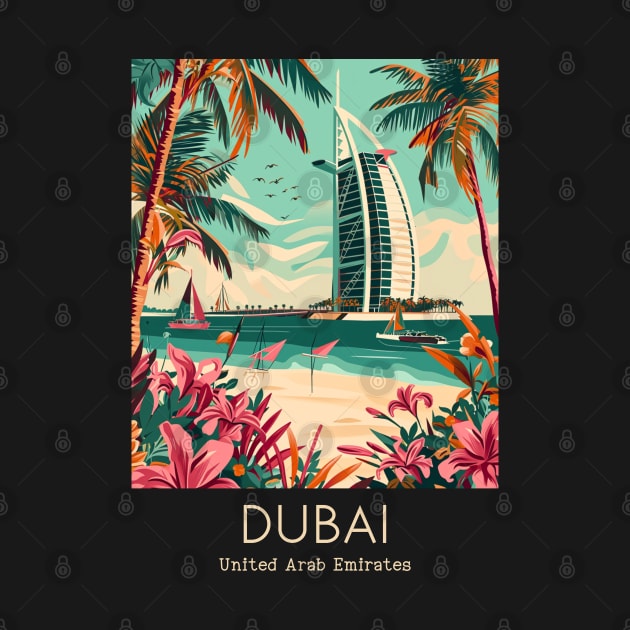 A Vintage Travel Illustration of Dubai - United Arab Emirates by goodoldvintage