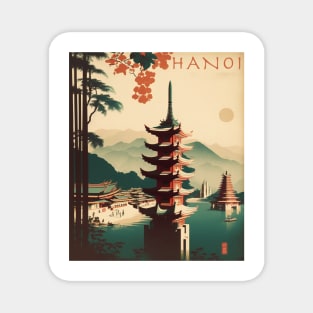 Hanoi Vintage Travel Art Poster Magnet