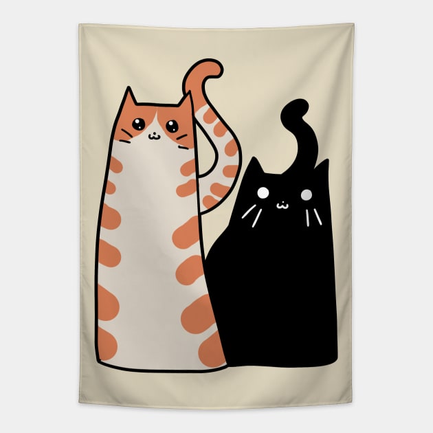 Tabby Cat and Black Cat Tapestry by saradaboru