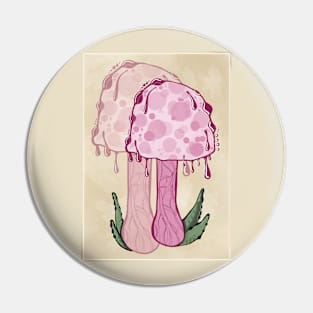 Pink Classic Portrait Style Cottagecore Mushroom Pin