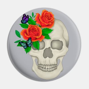 Skull and Roses Pin