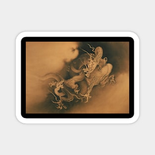 Dragons In The Clouds Japanese Vintage Art Magnet