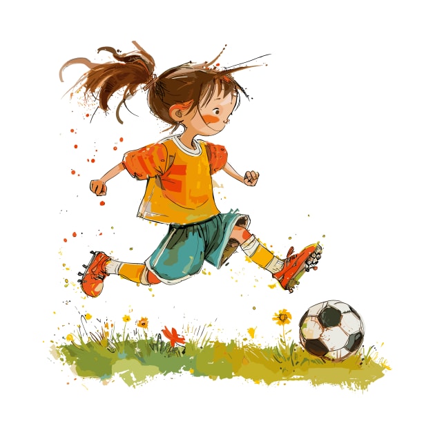 Little Girl Playing Soccer by erzebeth