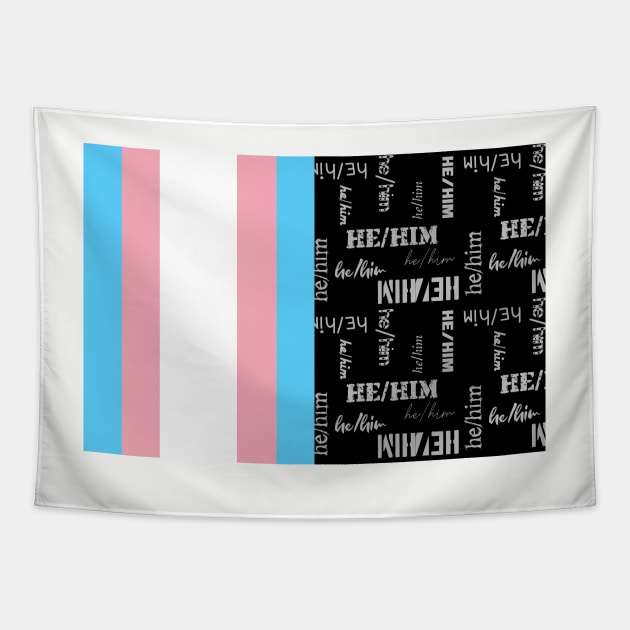 Trans Flag, He/Him Pronouns - Identity Pride Tapestry by LochNestFarm