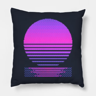 Pixelated Retro Sunset Pillow