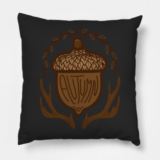 "Autumn Acorn" Fall Acorn with Leaves and Antlers Pillow