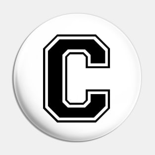 Initial Letter C - Varsity Style Design - Black text Pin