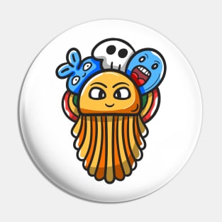 Monster Character Doodle Art Pin