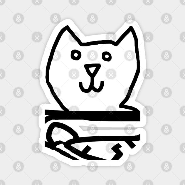 Minimal Confused Cat Detail Outline Magnet by ellenhenryart