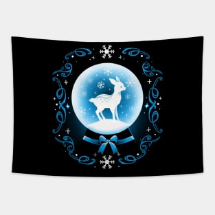 Snow Globe Deer Tapestry