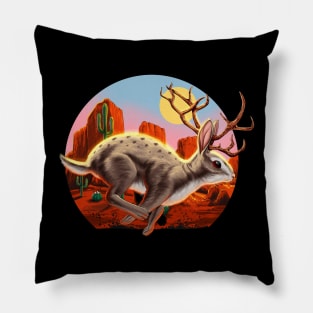 Jackalope Cryptid Rabbit Pillow