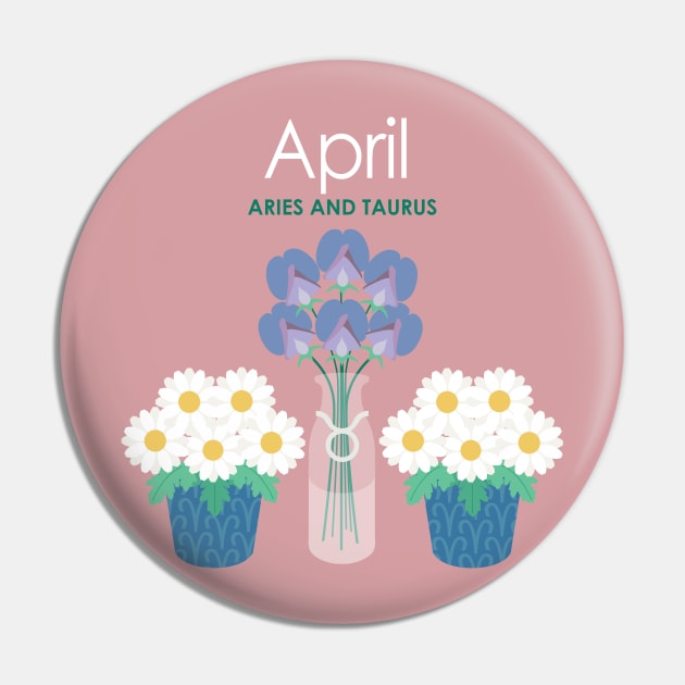 April Birth Flowers Pin by LjM