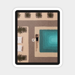 Girl near the swimming pool, Summer time Magnet