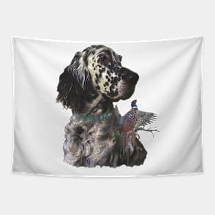 English Setter With Pheasants,  Art Tapestry