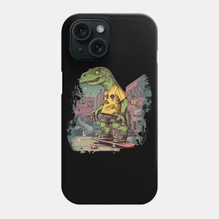 Urban dinosaur riding a skateboard Phone Case