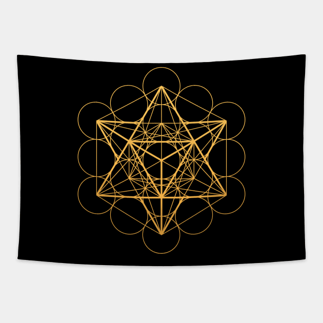 Metatron's Cube Merkaba Sacred Geometry Tapestry by LadyMoldavite