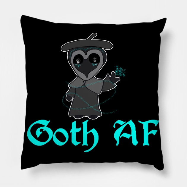 Goth AF Spooky Kawaii Creepy Cute Pillow by Wanderer Bat