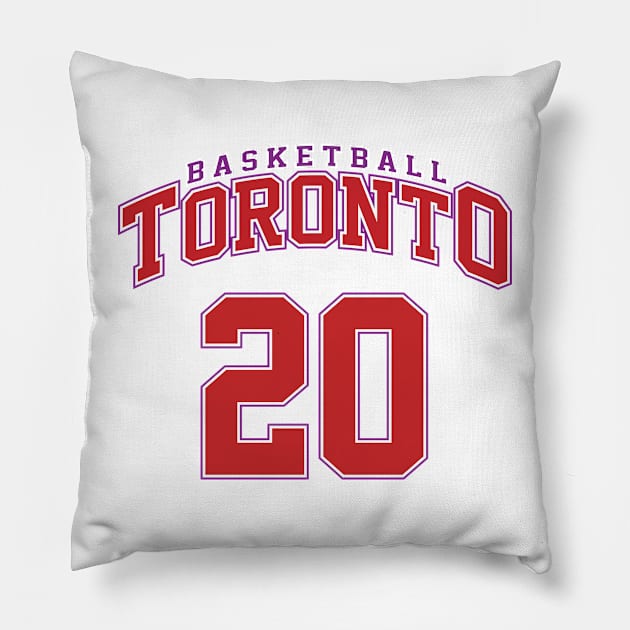 Toronto Basketball - Player Number 20 Pillow by Cemploex_Art