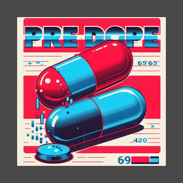 PREDOPE Red & Blue Retro Pill 420 69 Tee by PreDope