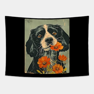 Cocker Spaniel Flowers Photo Art Design For Dog Onwer Tapestry