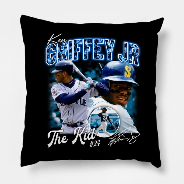 Ken Griffey Jr The Kid Basketball Legend Signature Vintage Retro 80s 90s Bootleg Rap Style Pillow by CarDE