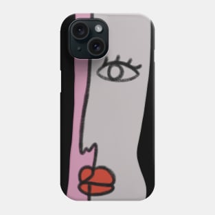 Pink and white boot with a abstract modern art style face on it Phone Case