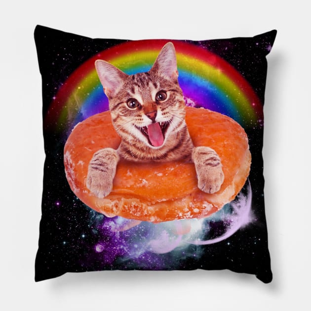 Space Cat Donut Pillow by ultraelectrogalacticshop