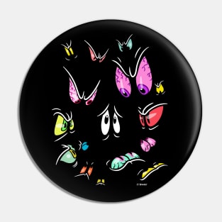 Scary Eyes Retro 30s Cartoon Rubber Hose Style Pin