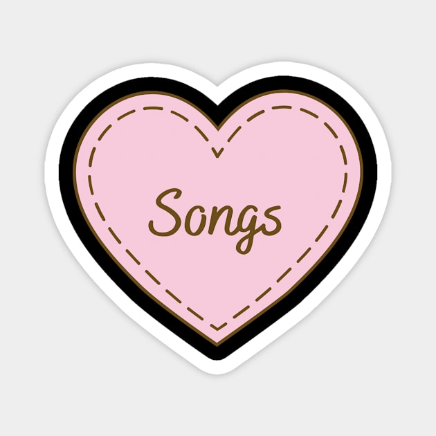 I Love Songs Simple Heart Design Magnet by Word Minimalism