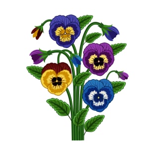 Pansy Flowers Bouquet Colorful T-Shirt