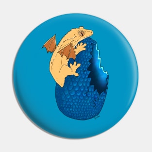 Crested Gecko Dragon with Blue Egg Pin