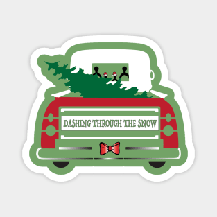 DASHING THROUGH THE SNOW CHRISTMAS TRUCK Magnet