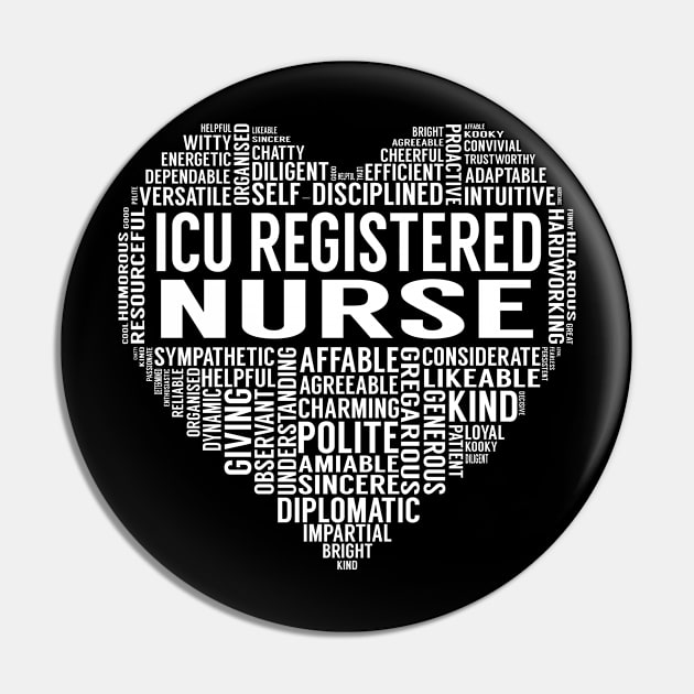 Icu Registered Nurse Heart Pin by LotusTee