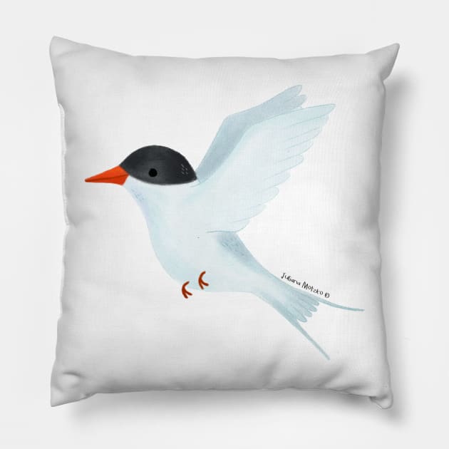 Arctic Tern Bird Pillow by julianamotzko