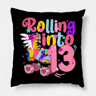 rolling into 13 - 13th birthday girl roller skates theme party Pillow