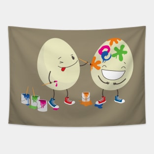 Funny Easter eggs decorating each other Tapestry