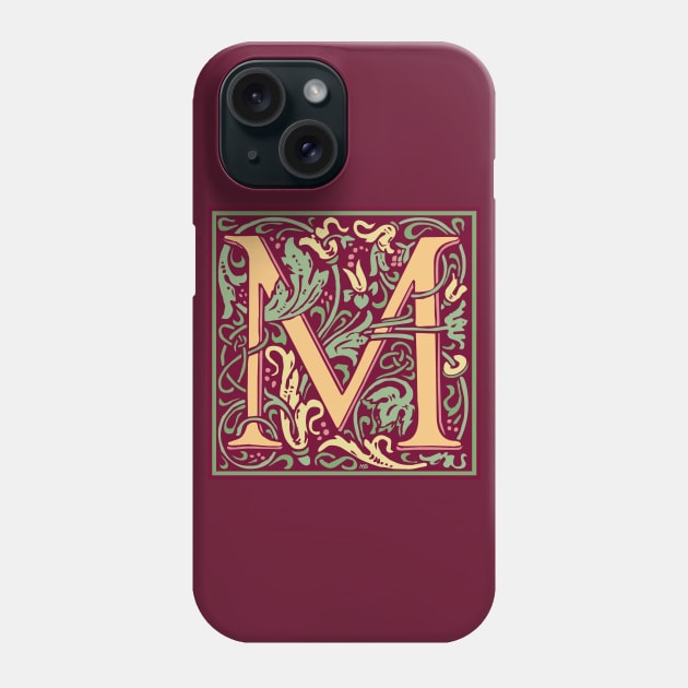 William Morris Vintage Letter M Phone Case by MatchbookGraphics