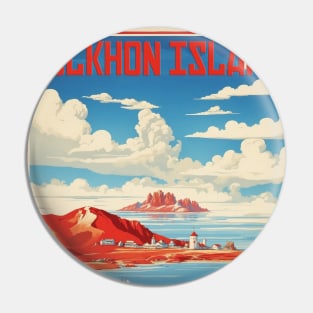 Olkhon Island Lake Baikal Russia Vintage Tourism Poster Pin